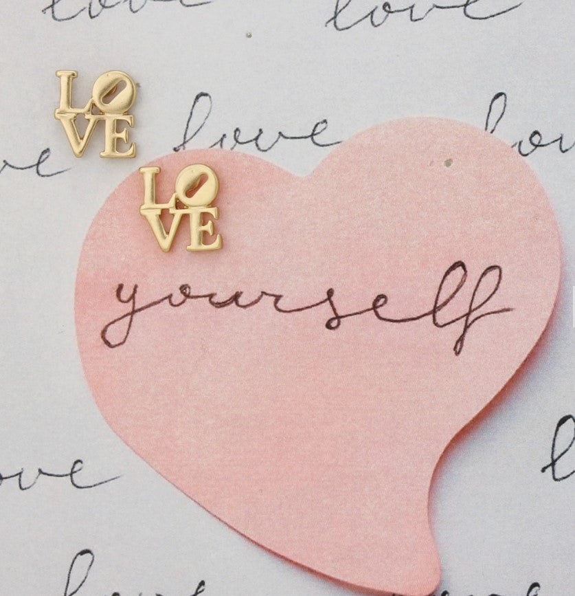 Love Letters Gold Post Earrings