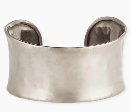 Silver Hammered Round Cuff Bracelet